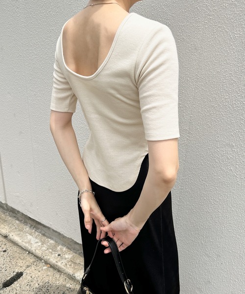 select MOCA（セレクトモカ） tシャツ バックオープンカップ付きリブ