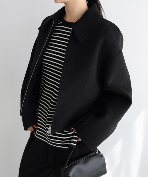 evernavy コート アウター リバージップショートコート レディース