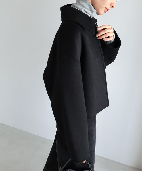 evernavy コート アウター リバージップショートコート レディース