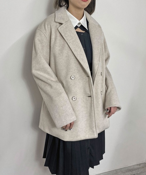 コート アウター ウールライクダブルコート／ダブルブレストショート丈