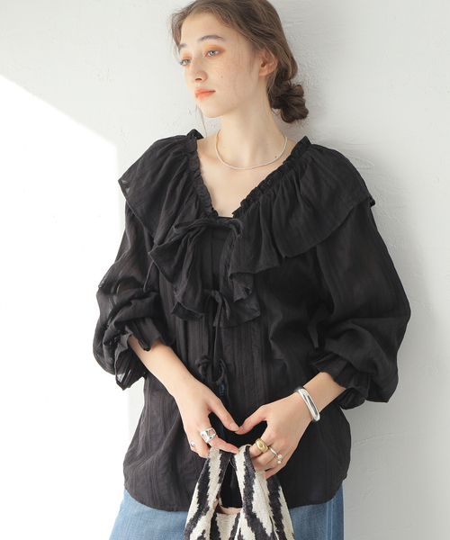 未使用級ꕥサラマリカ 2025 今季 コットンストライプジャガードフリル