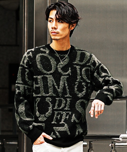 SOMEDIFF（サムディフ） セーター ニット フェザーヤーン総柄ニット