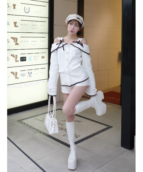 Darich（ダーリッチ） ボンディングツイードオフショルチュニック