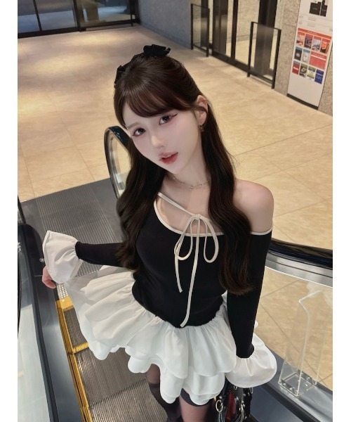 Darich（ダーリッチ） ワンピース デザインネックリボンミニワンピース