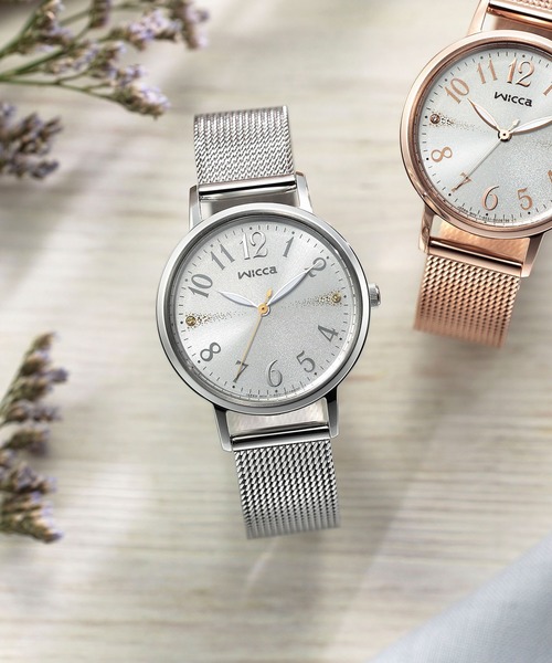 wicca（ウィッカ） 腕時計 ソーラーテック メッシュベルトタイプ