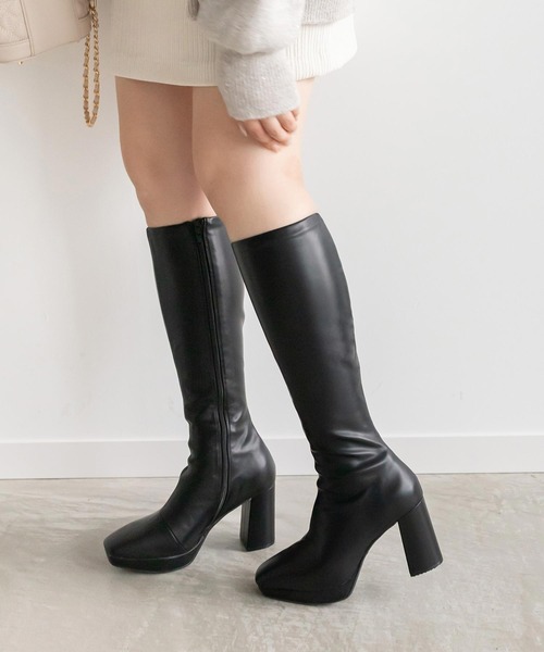 RANDA（ランダ） ブーツ 晴雨兼用 ボリュームソールロングブーツ