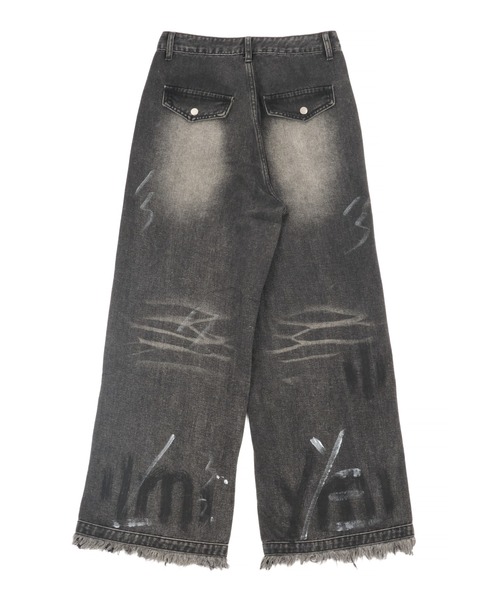 ジーンズ デニム デニムパンツ Y2Kペイントワイドバギーデニム