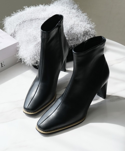 AmiAmi（アミアミ） ブーツ 「7.5cmヒールVer.」スクエアトゥブーツ