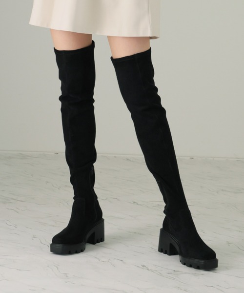 VIVIAN（ヴィヴィアン） ブーツ スクエアトゥ厚底ストレッチニーハイ