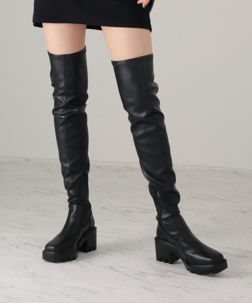 VIVIAN（ヴィヴィアン） ブーツ スクエアトゥ厚底ストレッチニーハイ
