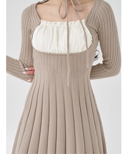 Darich（ダーリッチ） ワンピース ネックリボンデザインフレアニット