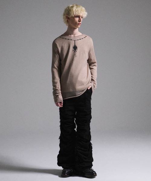 GRANCY セーター ニット 「GRANCY」Print Design Sheer Knit