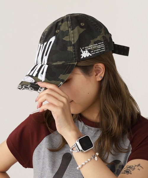 キャップ 帽子 PANQ/パンク 2024FW PIN-ATTACHED DESTORYED CAMO CAPS