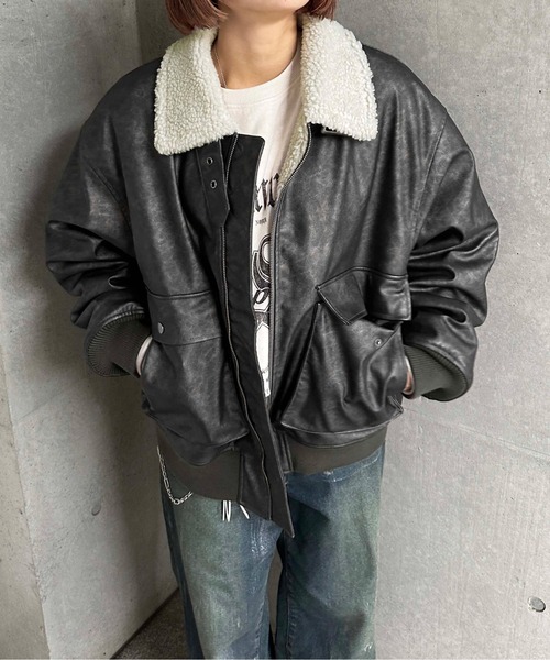 ブルゾン アウター 裏ボア合皮ブルゾン メンズ レディース : ZOZOTOWN