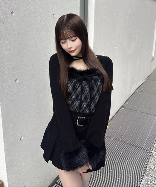 one way（ワンウェイ） tシャツ ファー付きボレロ風トップス