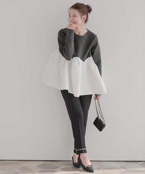 Fit more（フィットモア） ボリュームタックペプラムトップス