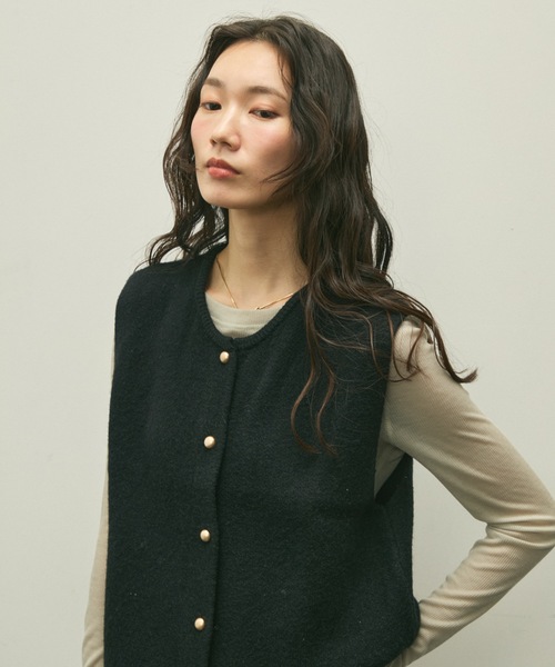 ベスト ジレ ゴールドボタンニットジレ レディース : ZOZOTOWN Yahoo