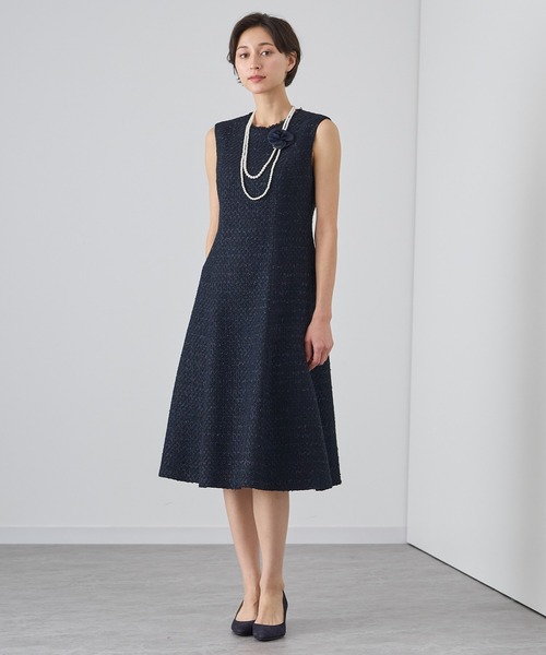 ANAYI（アナイ） ワンピース ミックスツイードフレア ワンピース