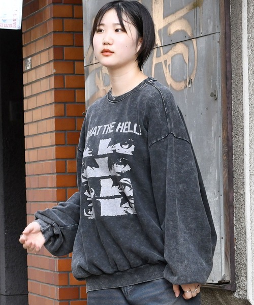 おしゃれスタ トレーナー スウェット 硫化染め プリント プルオーバー