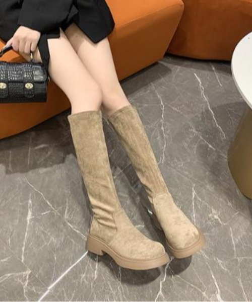 ブーツ プラットフォームスエードロングブーツ レディース : ZOZOTOWN