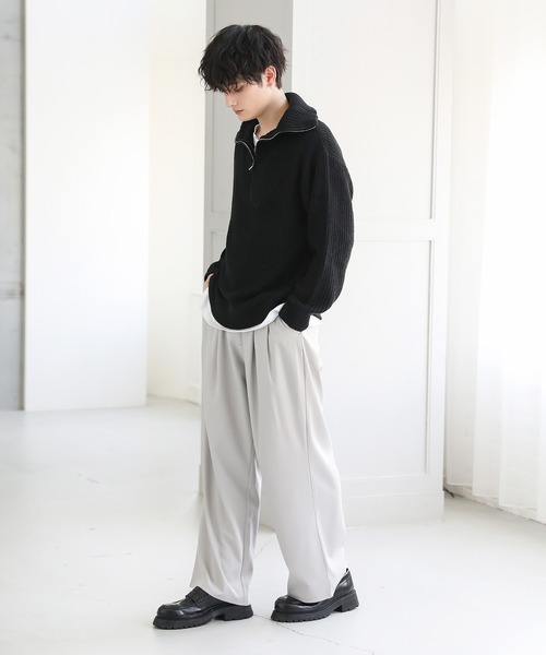 ASTRONOMY セーター ニット ビッグシルエット畦編みハーフジップニット