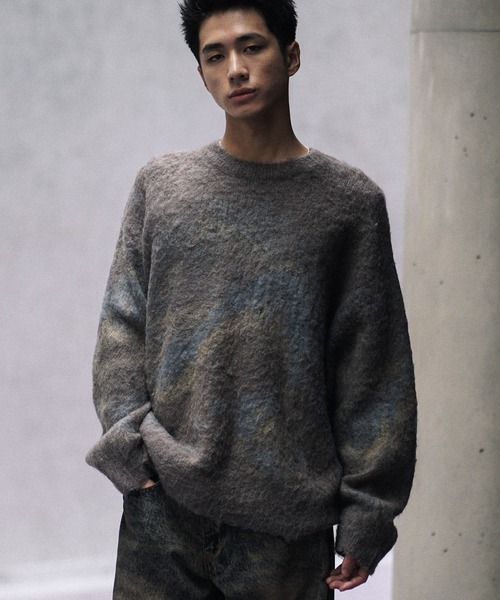 WYM LIDNM セーター ニット MOHAIR BLEND JACQUARD SHAGGY KNIT メンズ