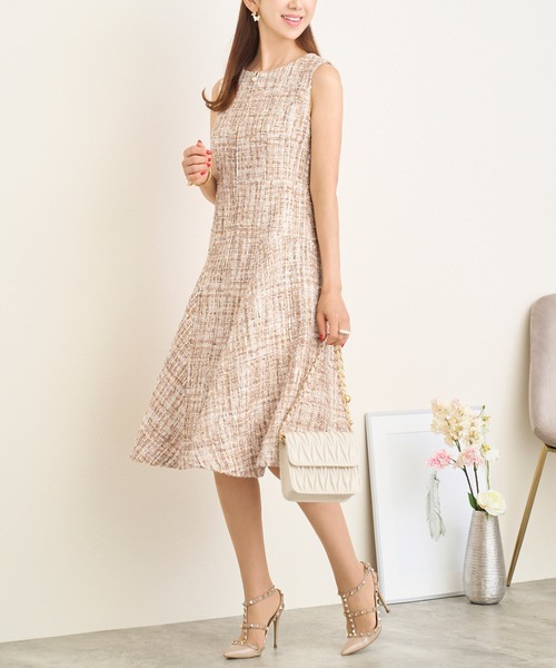 Prima Scherrer（プリマシェレル） ワンピース MIXツイード フロント