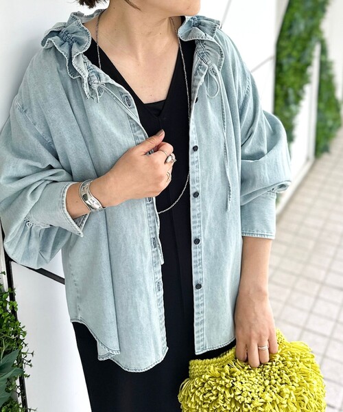 Rie Miller（リエミラー） ブラウス シャツ 「RM denim」フリル