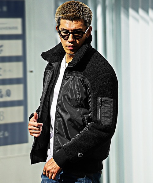 SOMEDIFF（サムディフ） ブルゾン アウター ボア×ポリツイル切替中綿