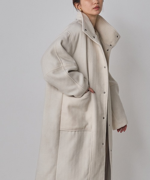 hunch（ハンチ） コート アウター 杢ヘリンボーン スタンドカラー