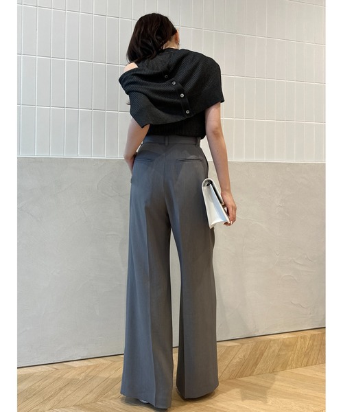 anuans（アニュアンス） スラックス パンツ ツータックワイドパンツ