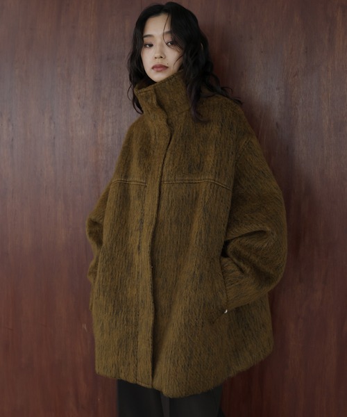 hellam（ヘラム） ステンカラーコート コート シャギースタンドカラー