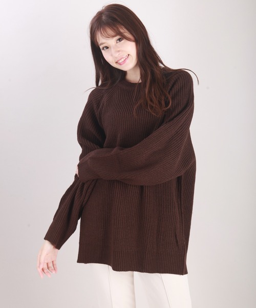 WESTSEA（ウエストシー） セーター ニット 片畦 ラグランカラーニット