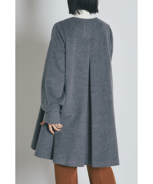 &. NOSTALGIA（ノスタルジア） ノーカラーコート コート ウール混