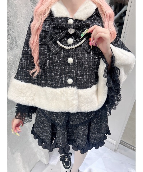 Ank Rouge（アンクルージュ） ポンチョ ネコちゃんキラキラツイード