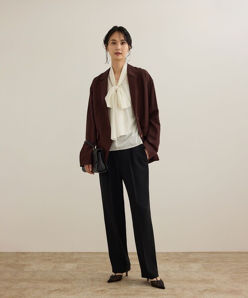 ROPE'（ロペ） tシャツ 「洗える」シアートリコットボウタイブラウス