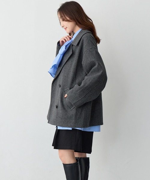 anyfee ピーコート pコート 「anyfee/大きいサイズ」ミディ丈Pコート