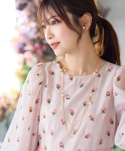 Rose Tiara（ローズティアラ） ワンピース 「美シルエット」つぼみ刺繍