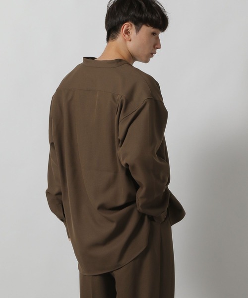 LAKOLE（ラコレ） シャツ 「セットアップ」STR/PEバンドカラーシャツ