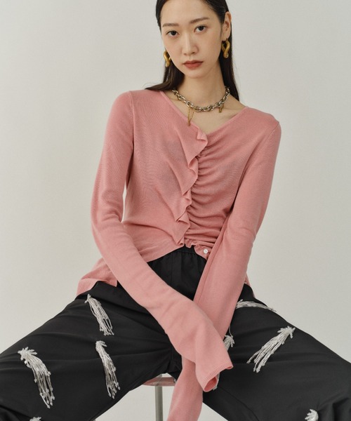 カーディガン Everyday slim fit frills cardigan/エブリデイスリム