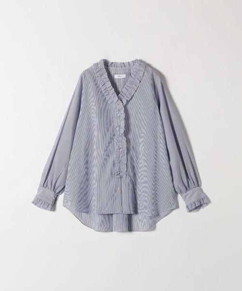 SHIPS any ブラウス シャツ any:「手洗い可能」ストライプ フリル V