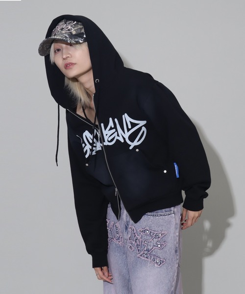 SEQUENZE パーカー 「SEQUENZ/シークエンズ」logo Zip-up short hoodie