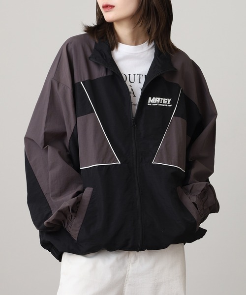 SUGGESTION ナイロンジャケット Nylon switching full zip blouson