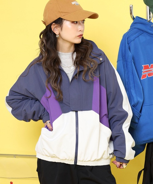 NERDY ナイロンジャケット スポーティーカラーブロックウィンド