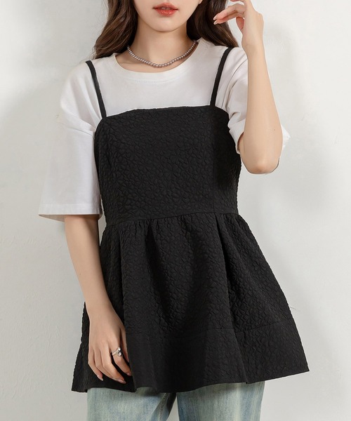 DAY CLOSET キャミソール レディース ふんわりジャガードペプラム