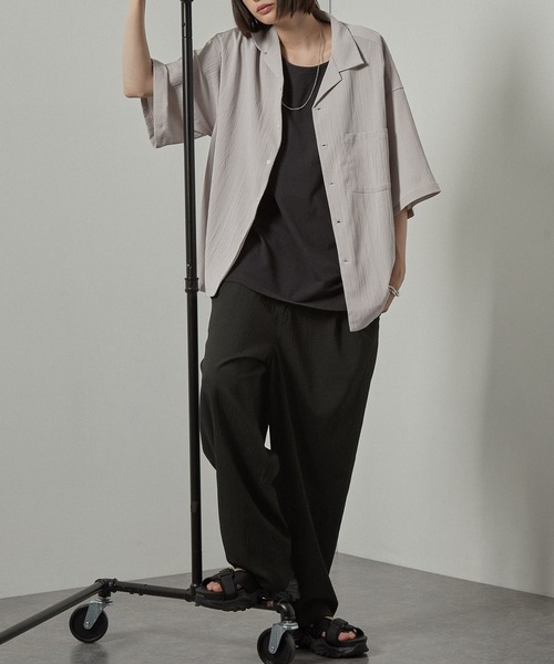セットアップ 2点セット ビッグシルエットオープンカラー半袖シャツ