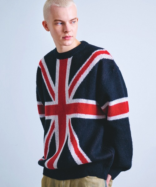 Revo. セーター ニット ユニオンジャック ジャガード モヘアタッチ