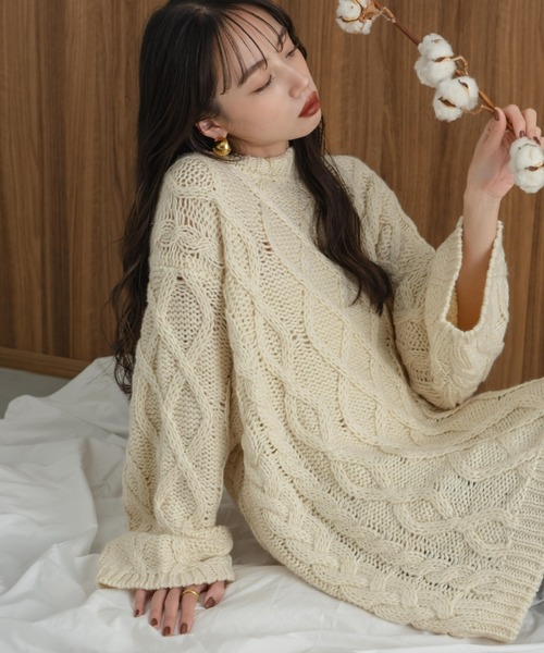 hinari（ヒナリ） ワンピース ケーブル編みニットワンピ : ZOZOTOWN