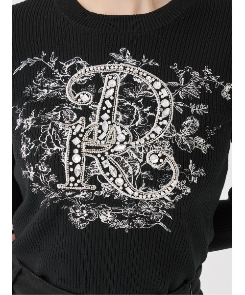 Darich（ダーリッチ） ニット セーター DRビジューフラワーリブニット