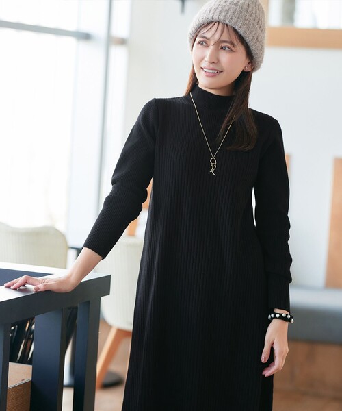 Tiaclasse ワンピース 「安田美沙子さん着用」リブ切替ニット
